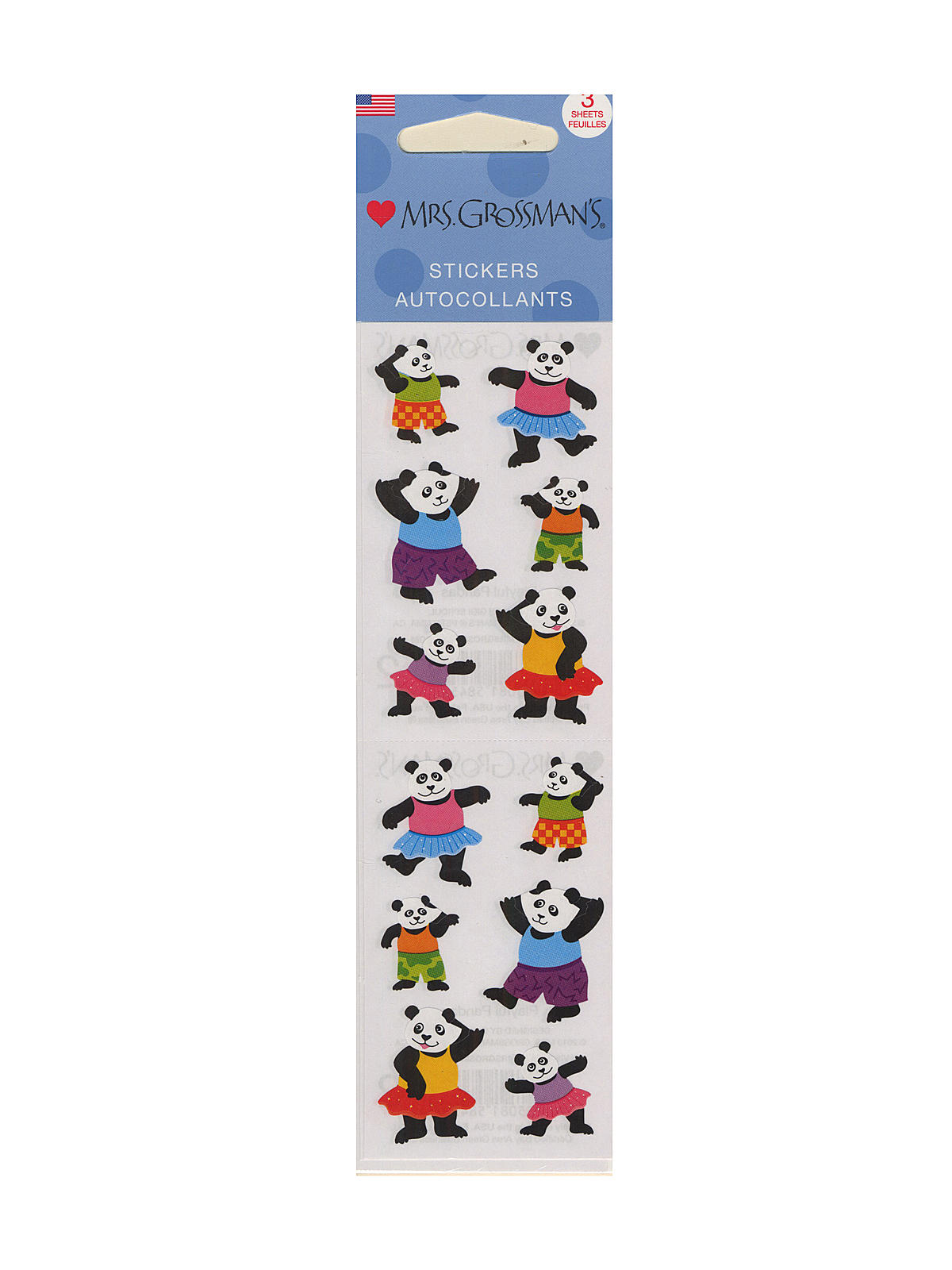 Regular Sticker Packs Standard Playful Pandas 3 Sheets