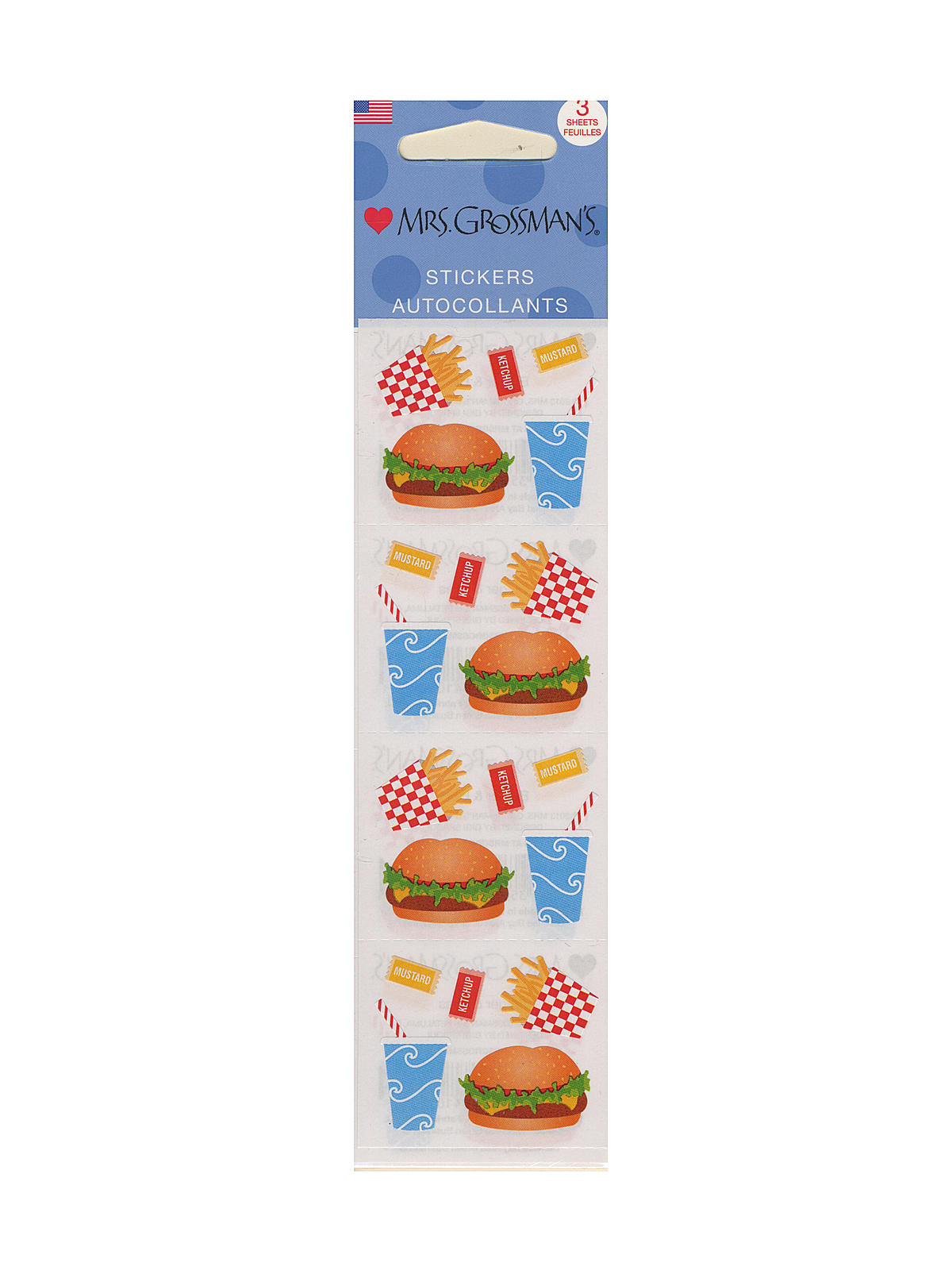 Regular Sticker Packs Standard Burger & Fries 3 Sheets