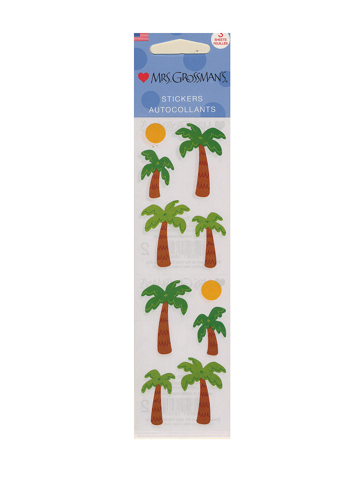 Regular Sticker Packs Standard Palm Trees & Sun 3 Sheets