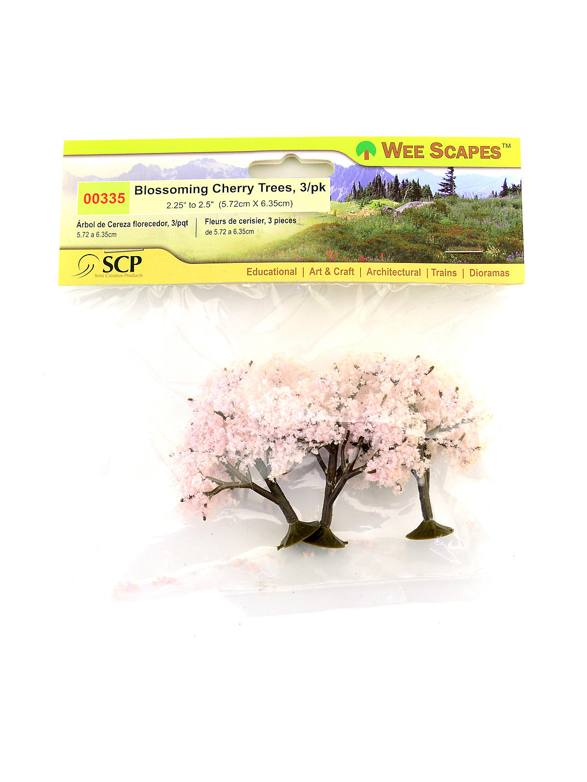 Architectural Model Trees Blossoming Cherry Trees 2 1 4 In. - 2 1 2 In. Pack Of 3