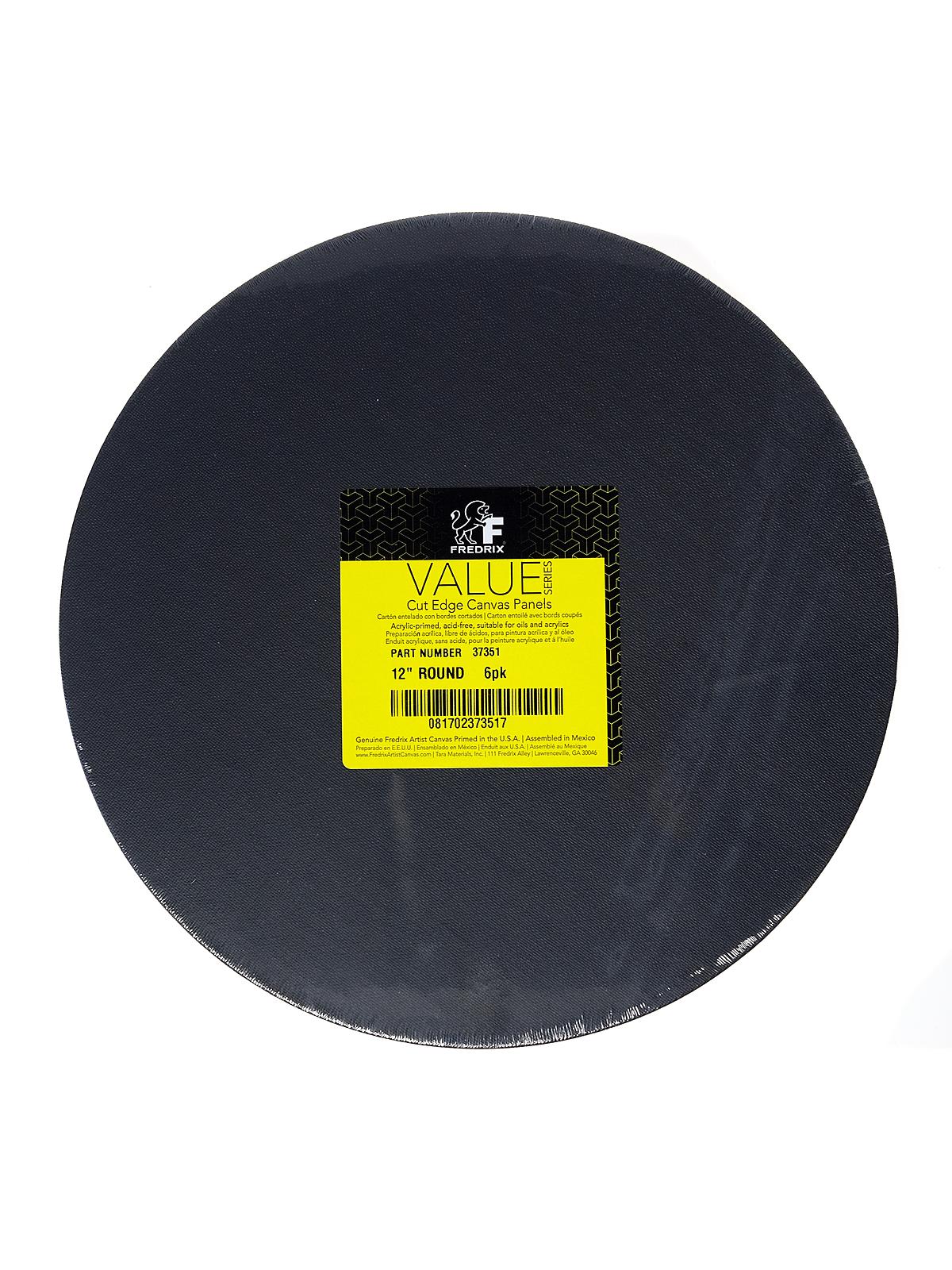 Value Series Cut Edge Canvas Panels Black 12 In. Round Pack Of 6