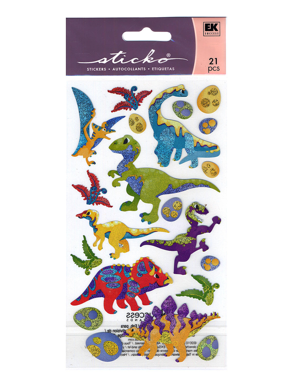 Classic Stickers Dinosaur Metallic 20 Pieces
