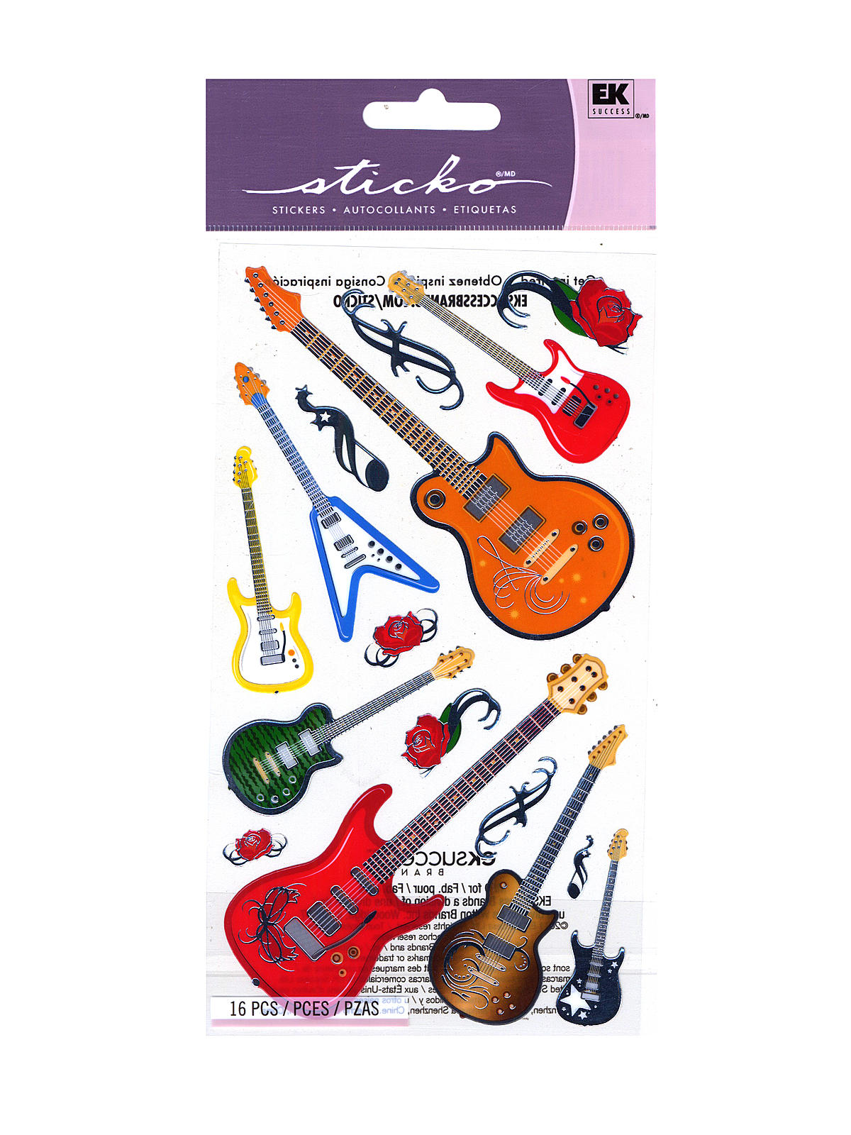 Classic Stickers Guitar Rock 16 Pieces
