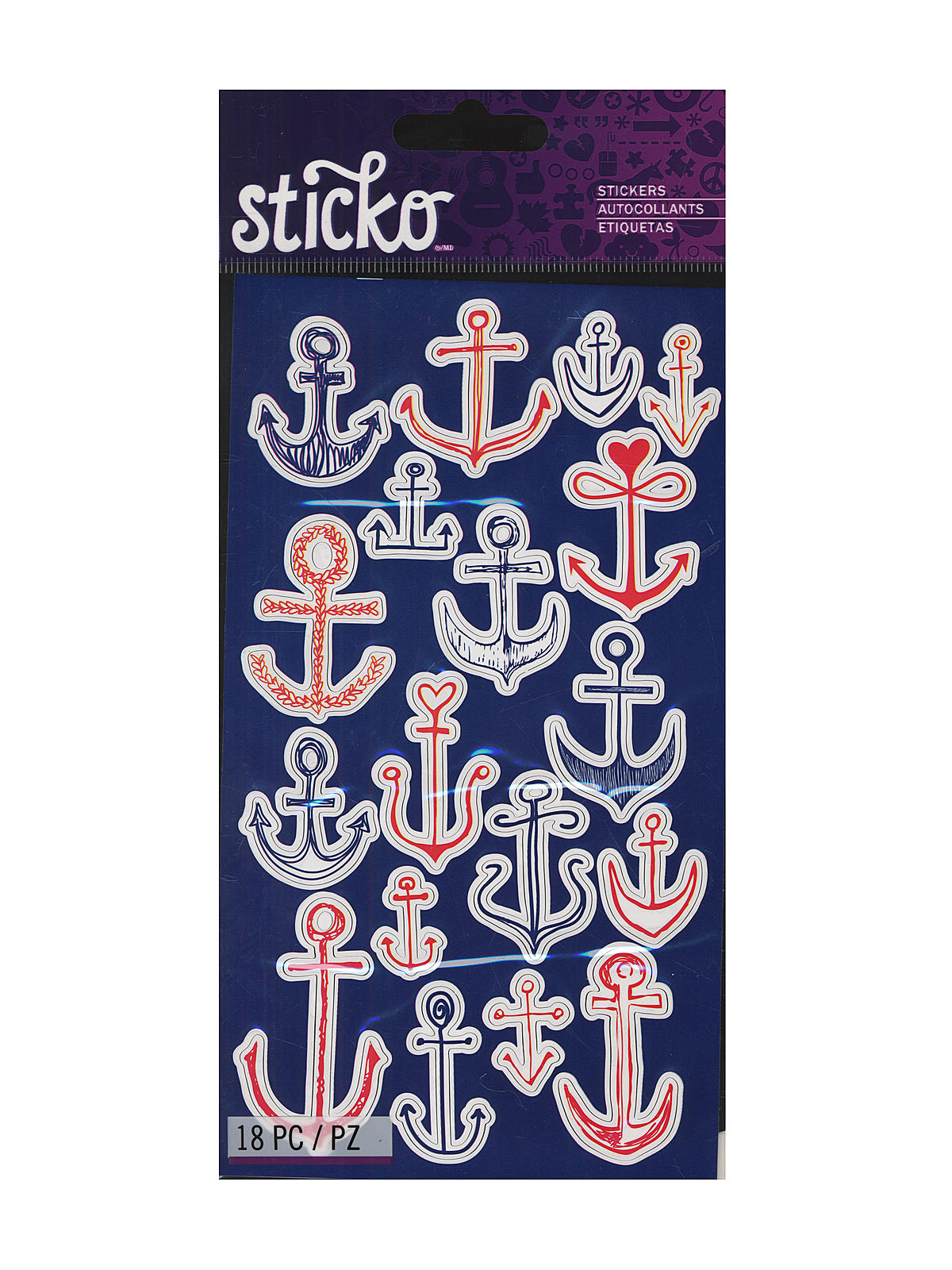 Classic Stickers Doodle Anchors 18 Pieces