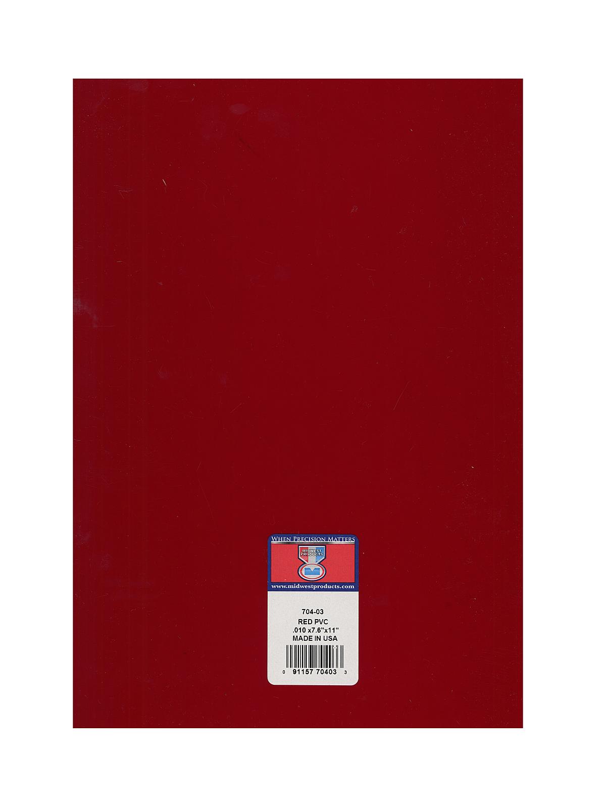 Clear Colored Pvc Sheets .010 In. .23 Mm Red