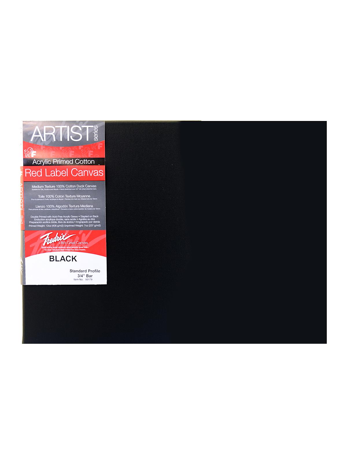 Red Label Black Stretched Cotton Canvas 12 In. X 16 In. Each