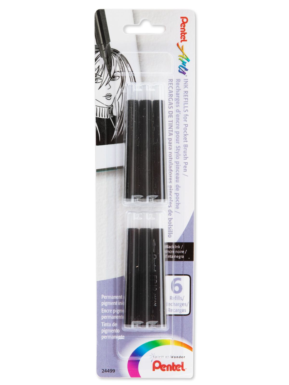 Pocket Brush Pen Refills, Pack Of 6 Black