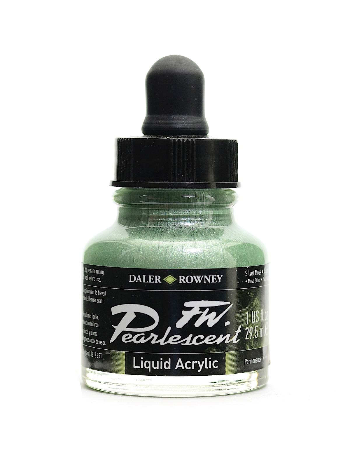 Fw Pearlescent And Shimmering Liquid Acrylic Silver Moss 1 Oz.