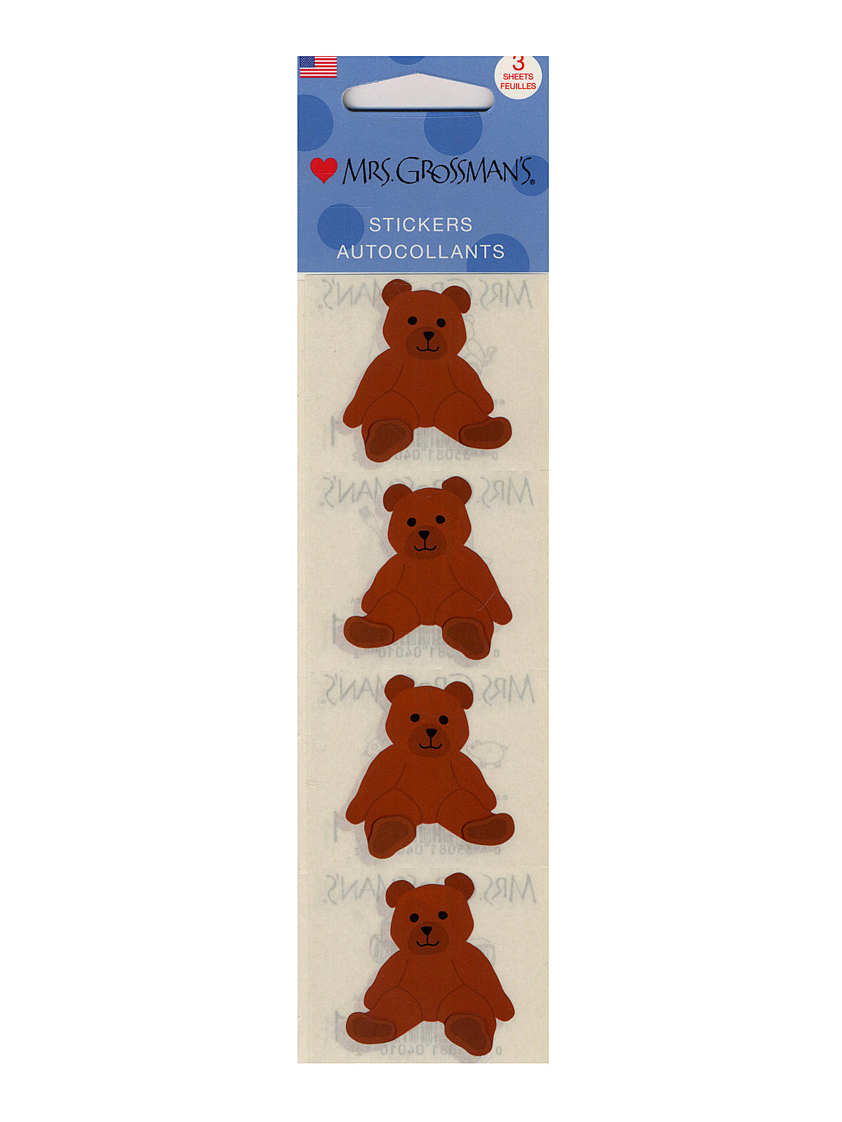 Regular Sticker Packs Standard Brown Bear 3 Sheets