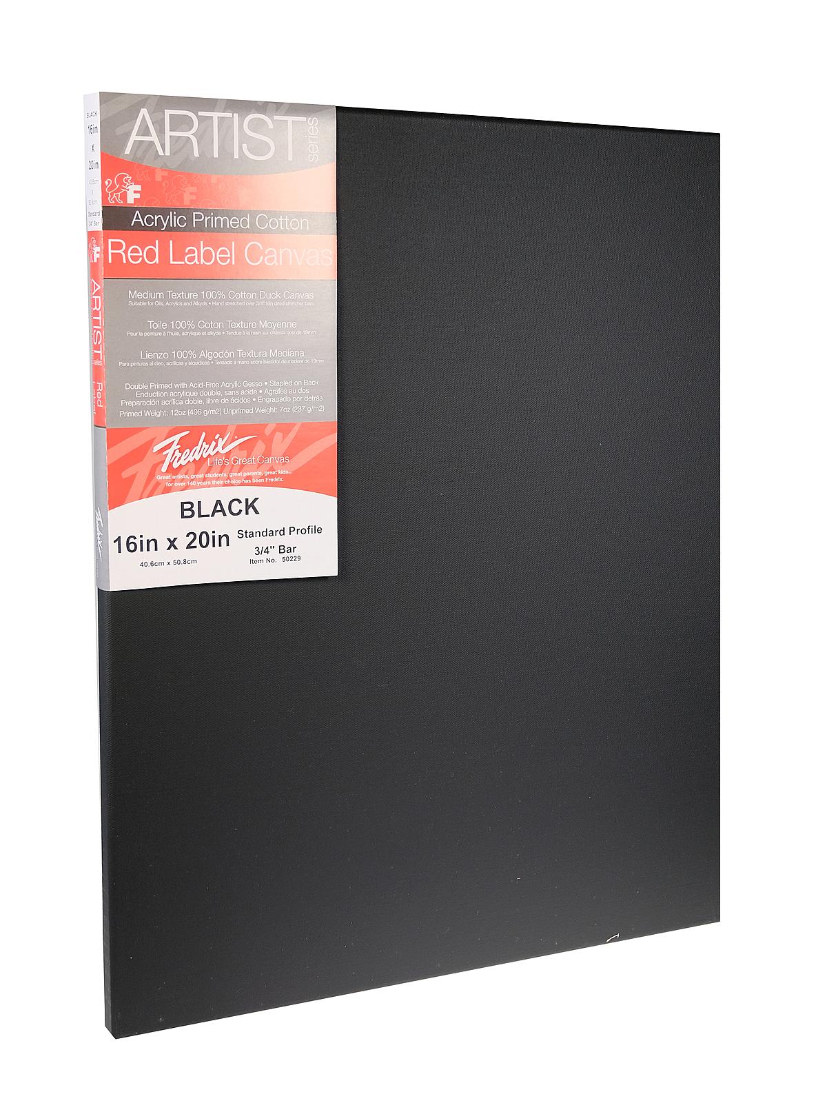 Red Label Black Stretched Cotton Canvas 16 In. X 20 In. Each