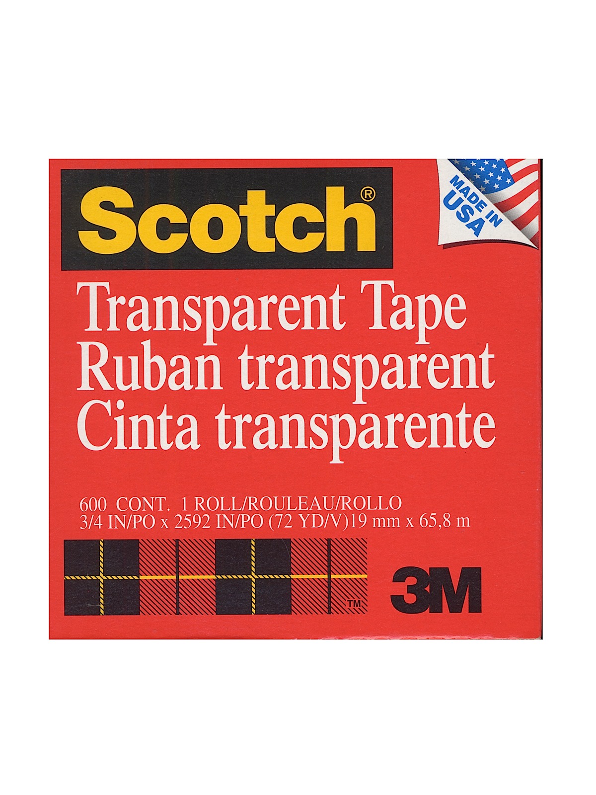 Transparent Tape 3 4 In. X 72 Yd. Refill Roll With 3 In. Core 600