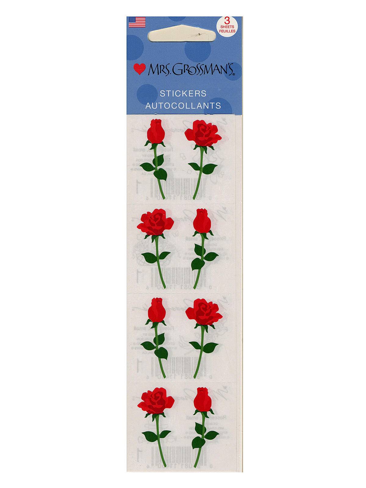 Regular Sticker Packs Standard Red Small Roses 3 Sheets