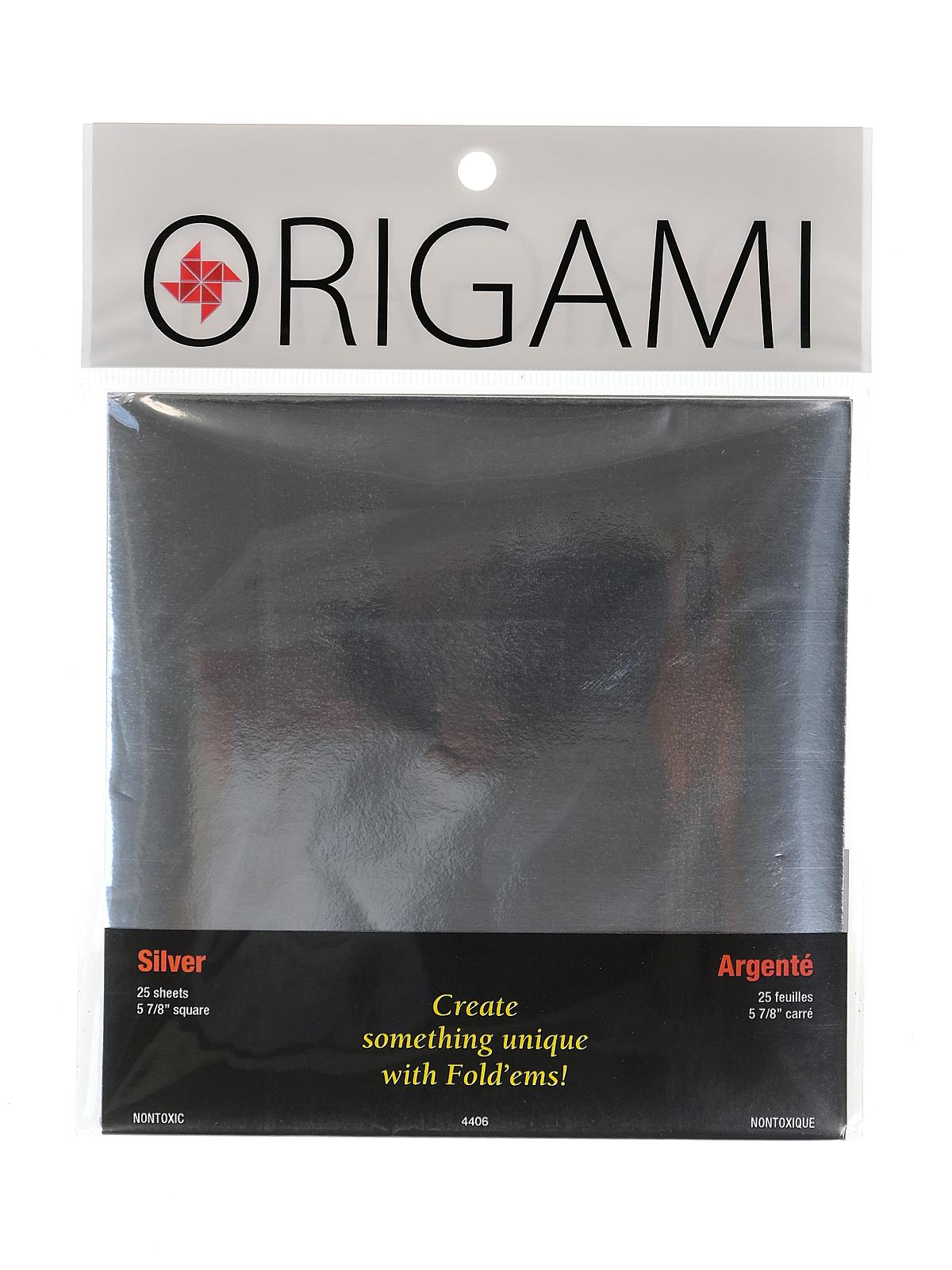 Fold'ems Origami Paper Silver 5 7 8 In. Pack Of 25