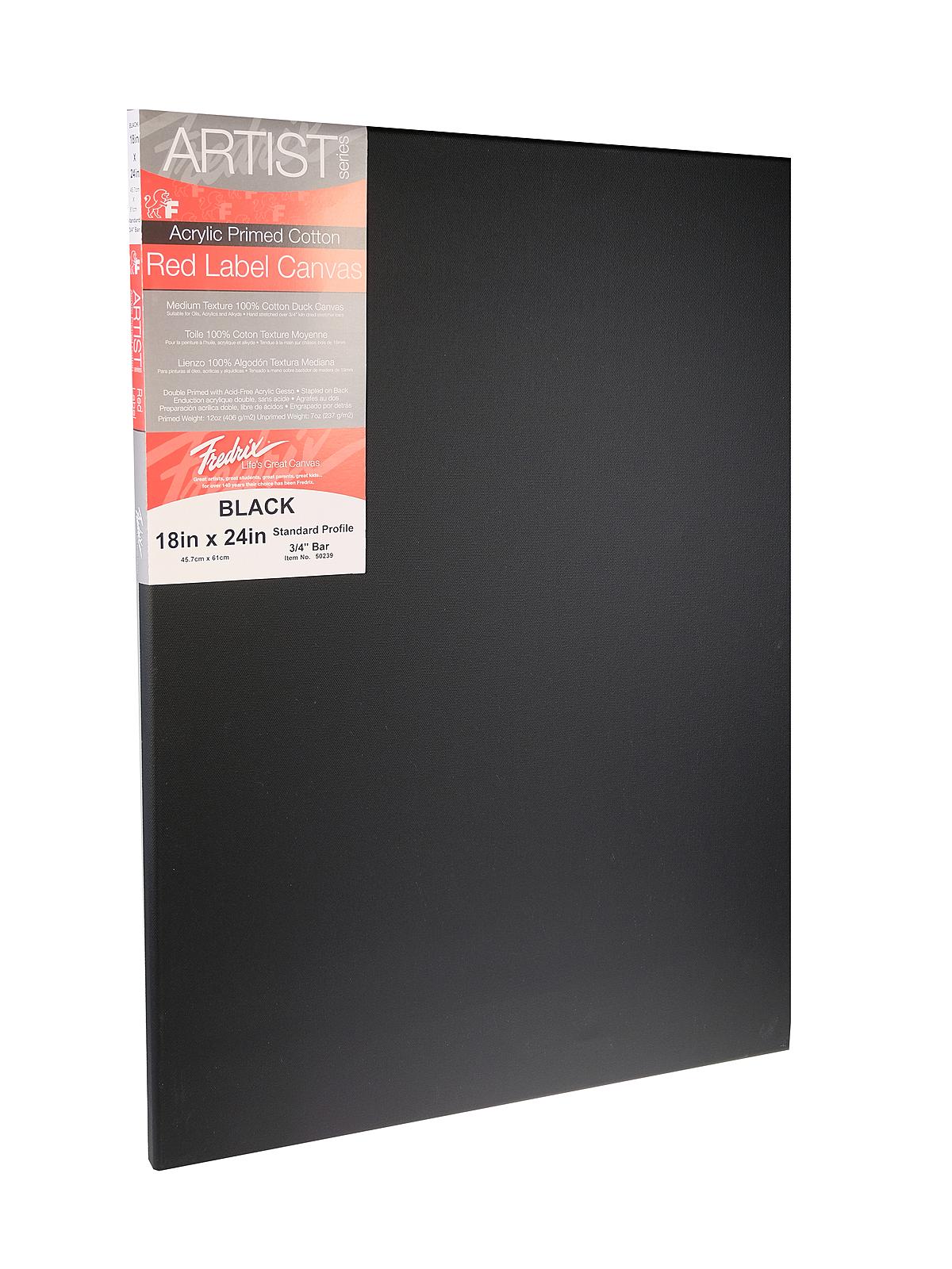 Red Label Black Stretched Cotton Canvas 18 In. X 24 In. Each