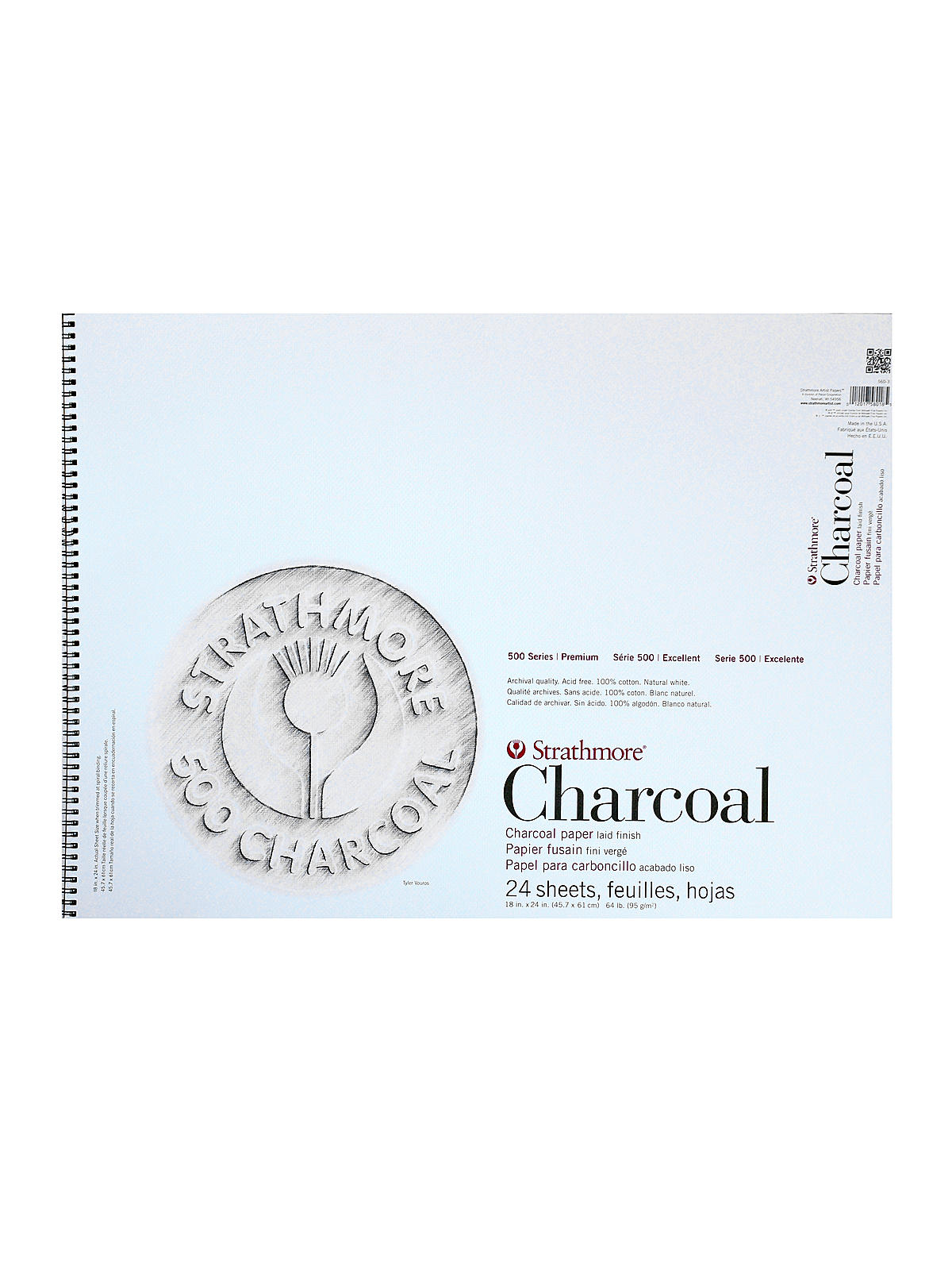 500 Series Charcoal Paper Pads White 18 In. X 24 In.