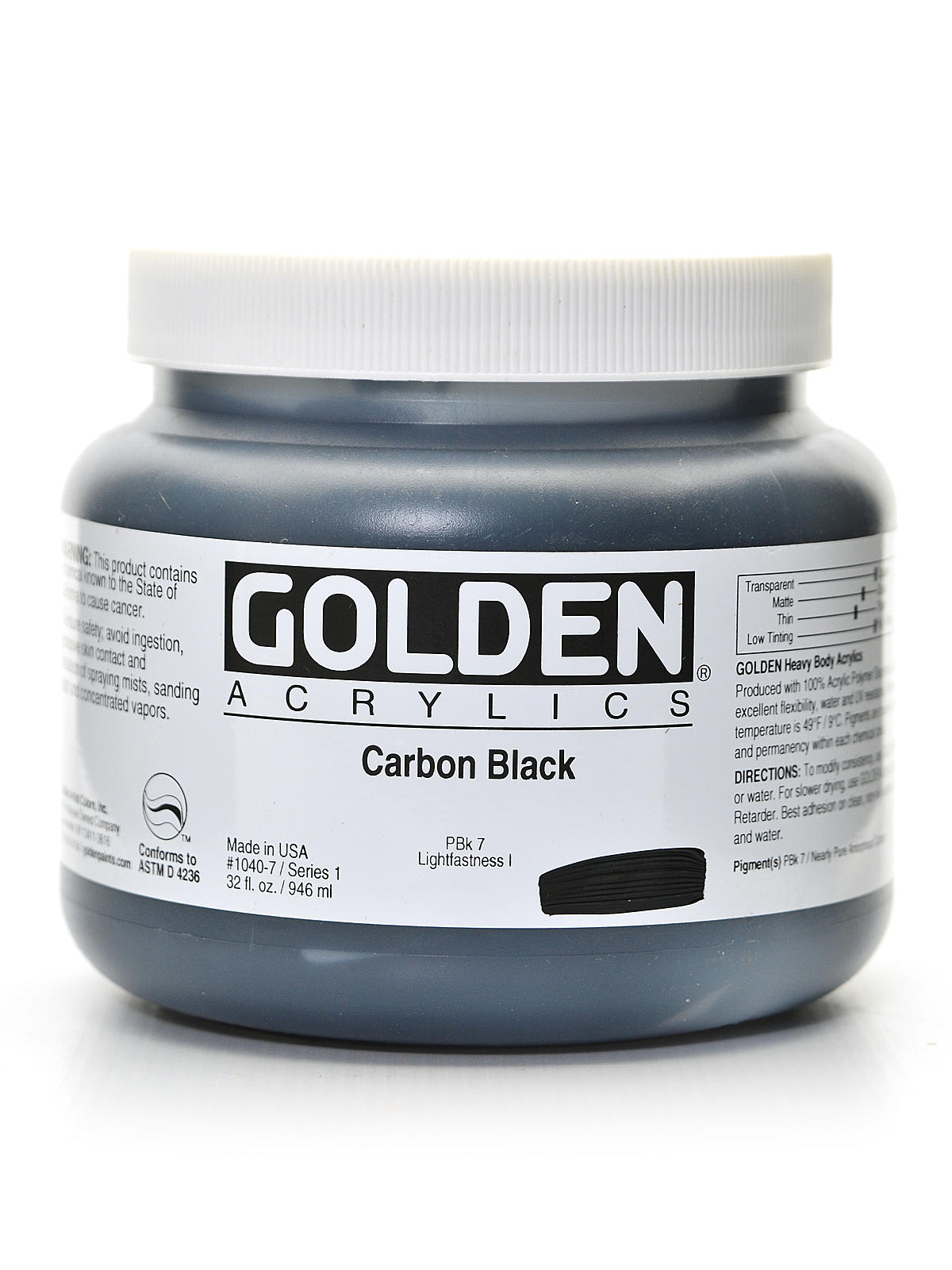 Heavy Body Acrylics Carbon Black 32 Oz.