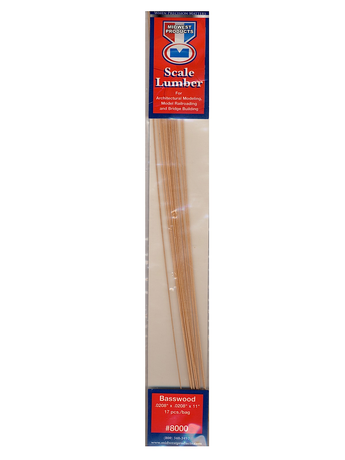 Micro-cut Basswood Scale Lumber 0.021 In. 0.021 In. X 11 In. Pack Of 17