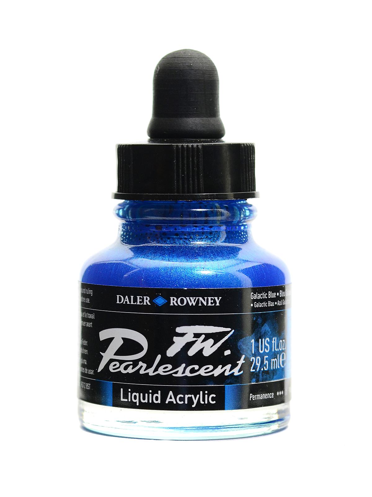 Fw Pearlescent And Shimmering Liquid Acrylic Galactic Blue 1 Oz.