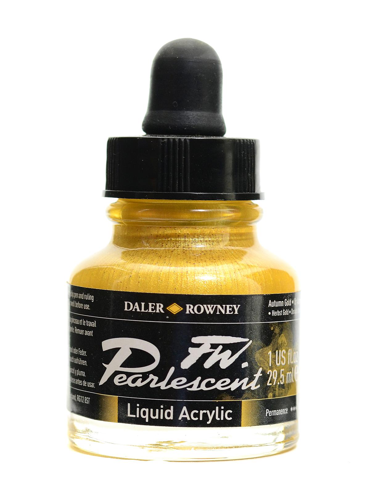Fw Pearlescent And Shimmering Liquid Acrylic Autumn Gold 1 Oz.