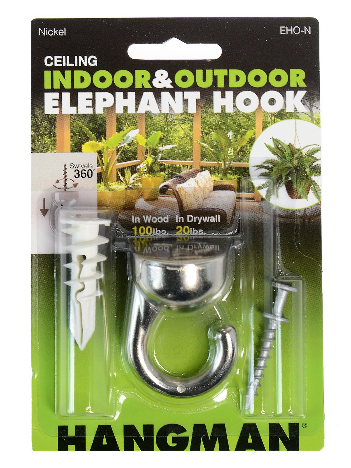 Outdoors Elephant Ceiling Hook Nickel