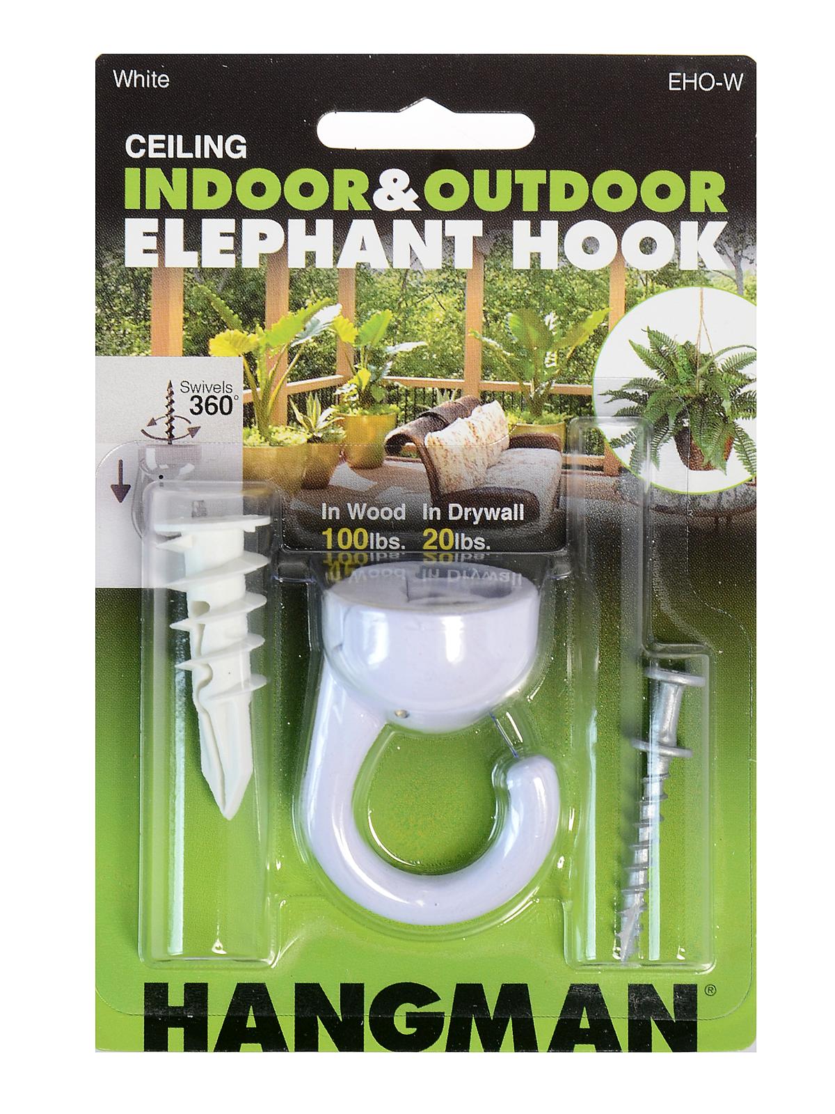 Outdoors Elephant Ceiling Hook White