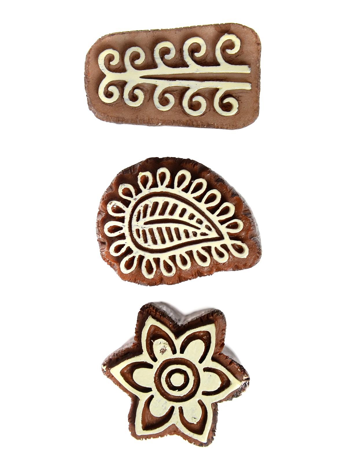 Fabric Creations Block Printing Stamps Mini Traditional Indian Set Of 3
