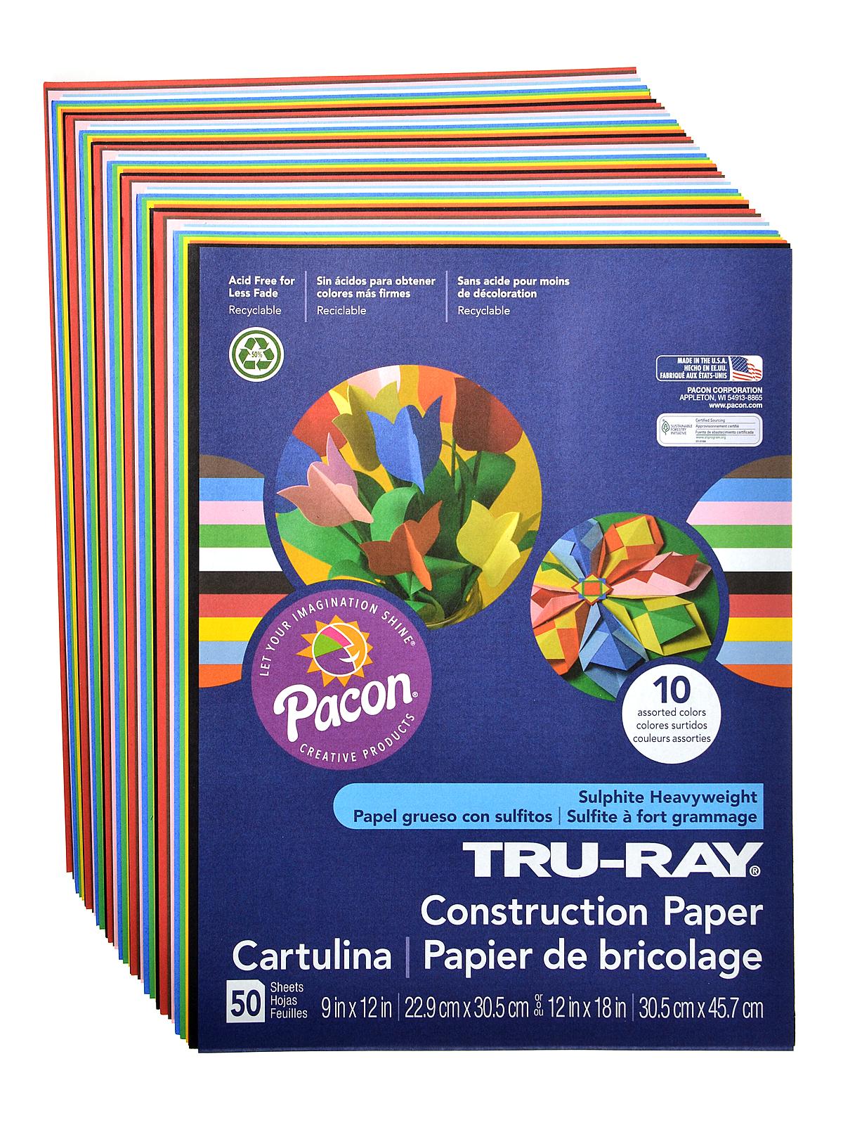 Sulphite Construction Paper Assorted 9 In. X 12 In. 50 Sheets
