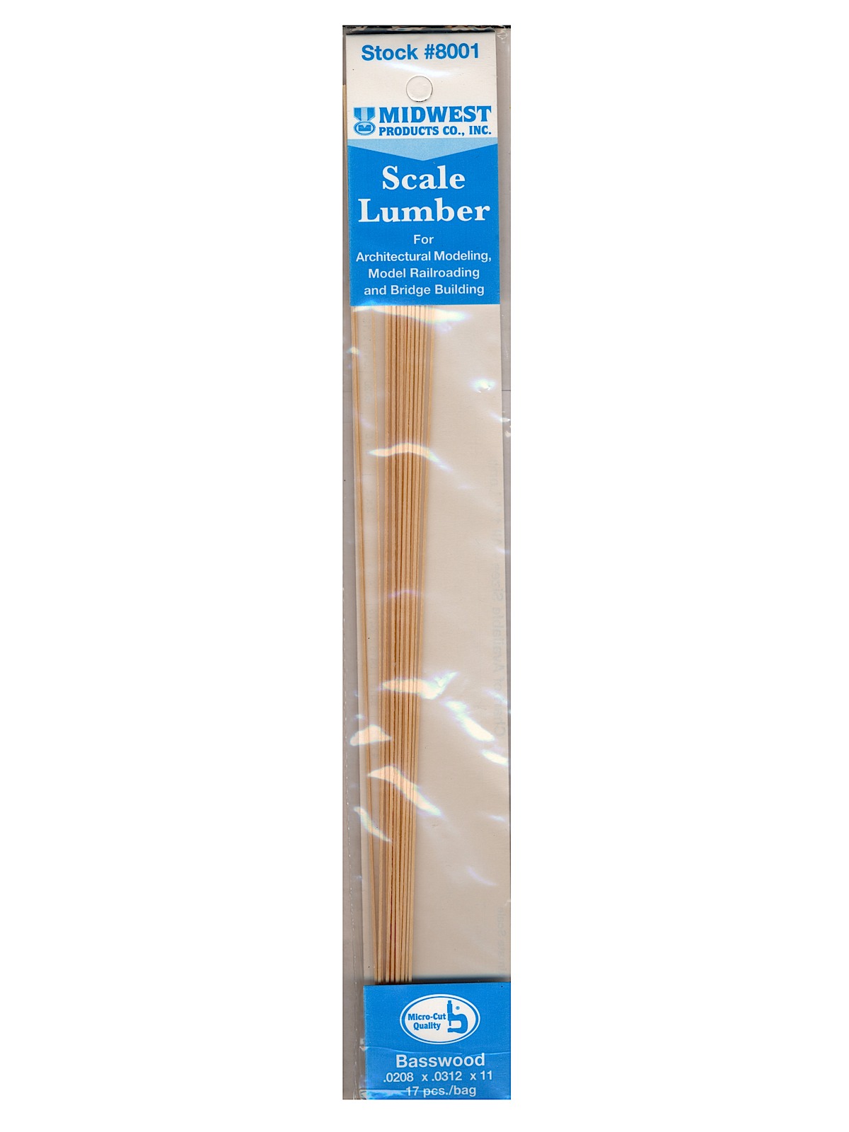 Micro-cut Basswood Scale Lumber 0.021 In. 0.031 In. X 11 In. Pack Of 17