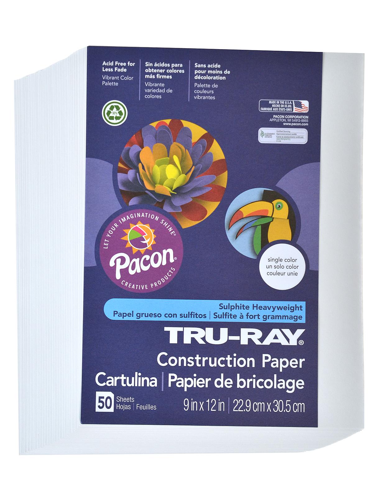Sulphite Construction Paper White 9 In. X 12 In. 50 Sheets