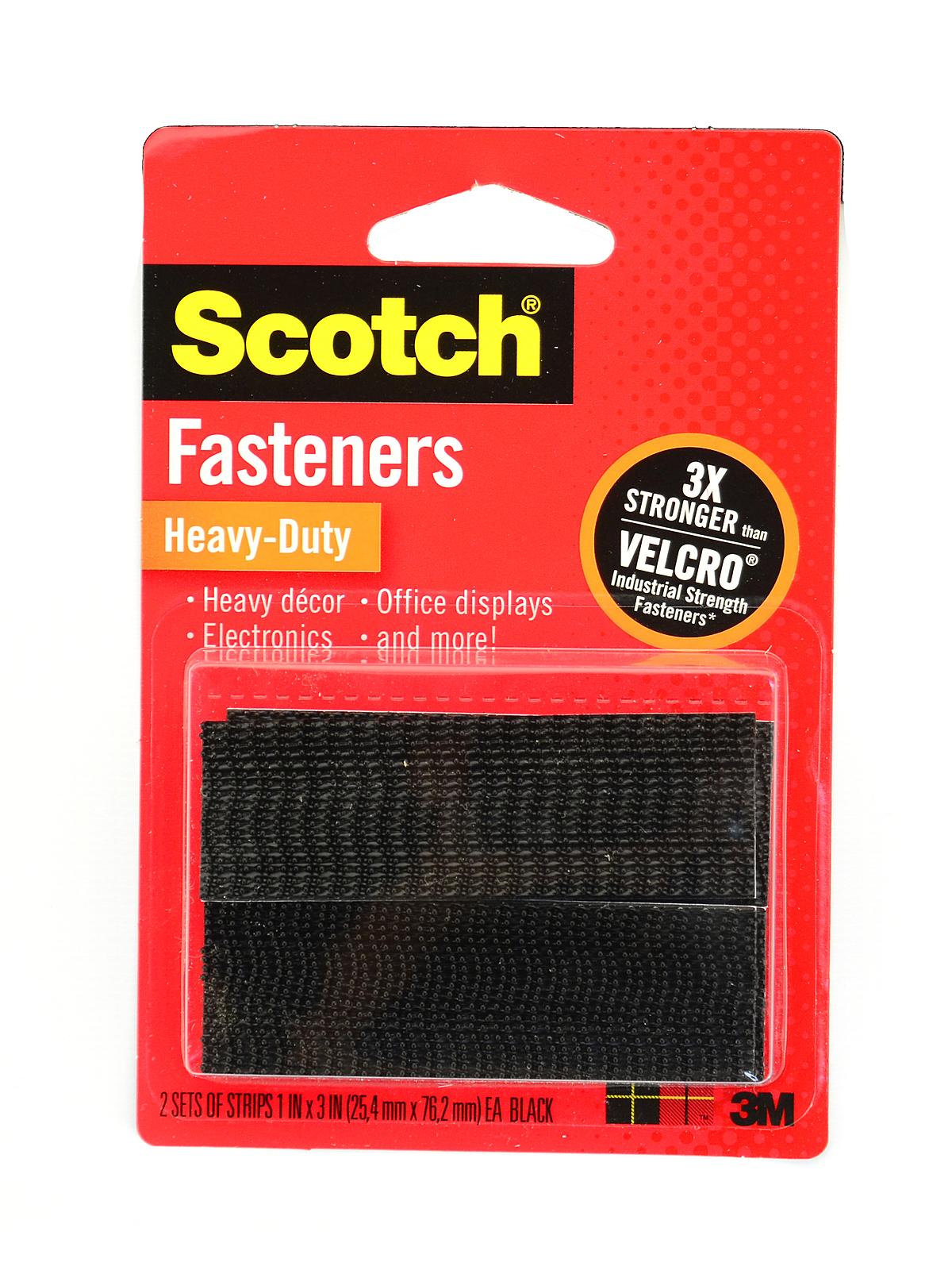 Fasteners 1 In. X 3 In. Strip (2 Sets) Black Heavy-duty