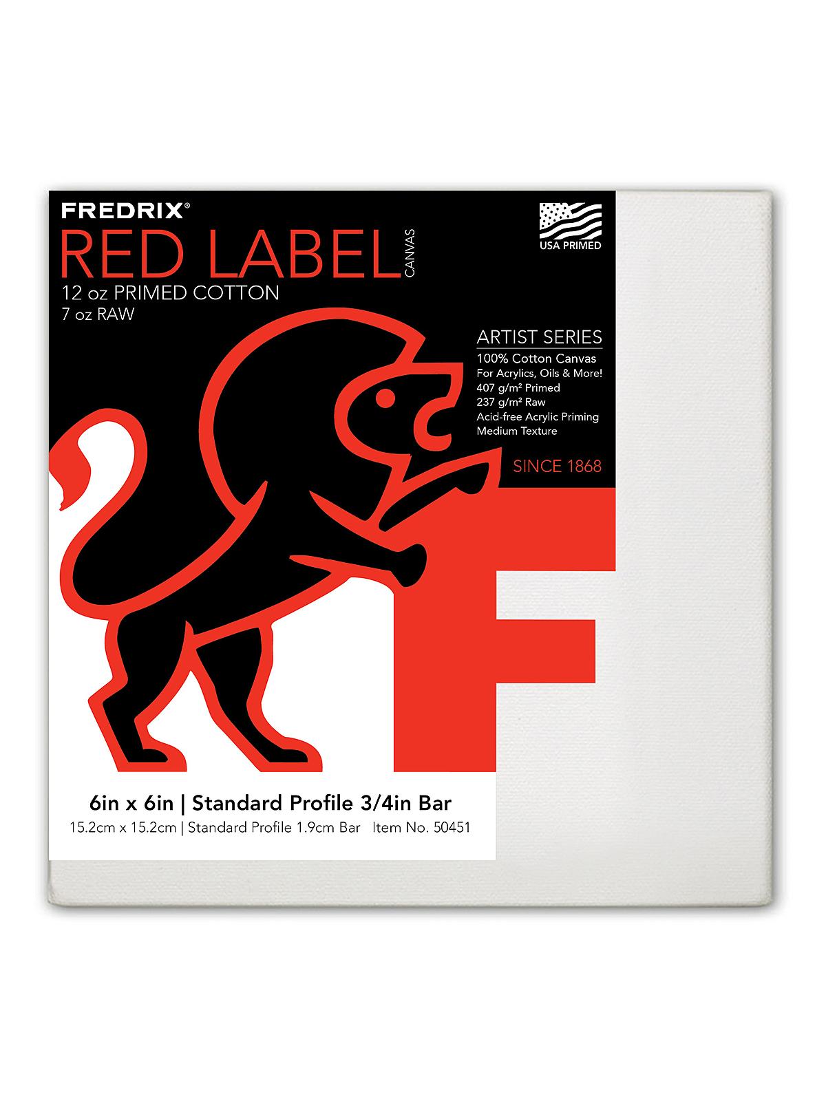 Red Label Standard Stretched Cotton Canvas 6 In. X 6 In. Each