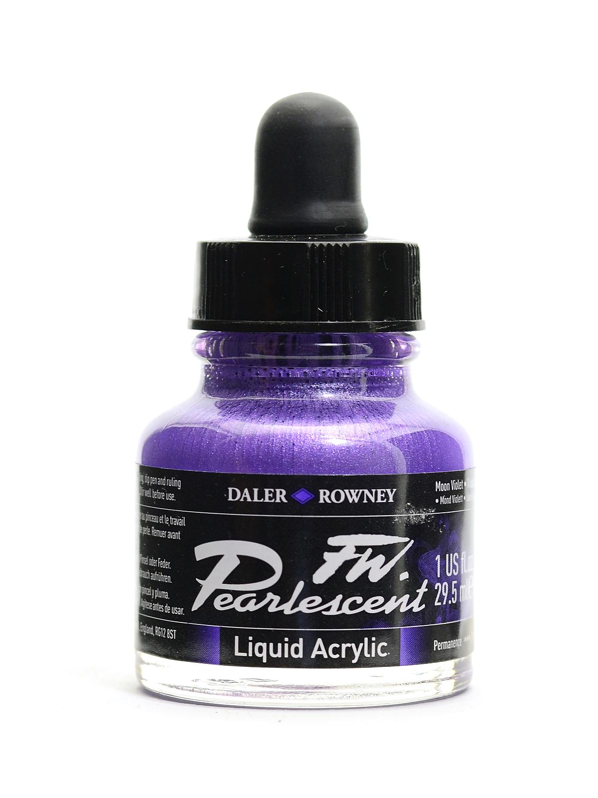 Fw Pearlescent And Shimmering Liquid Acrylic Moon Violet 1 Oz.
