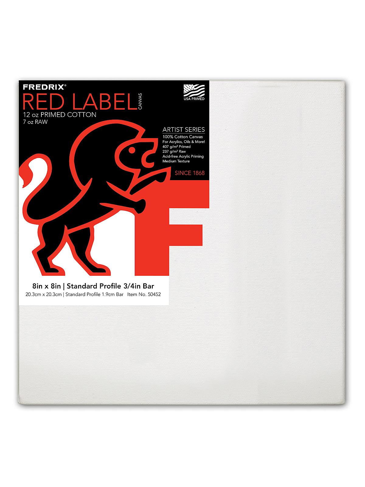 Red Label Standard Stretched Cotton Canvas 8 In. X 8 In. Each