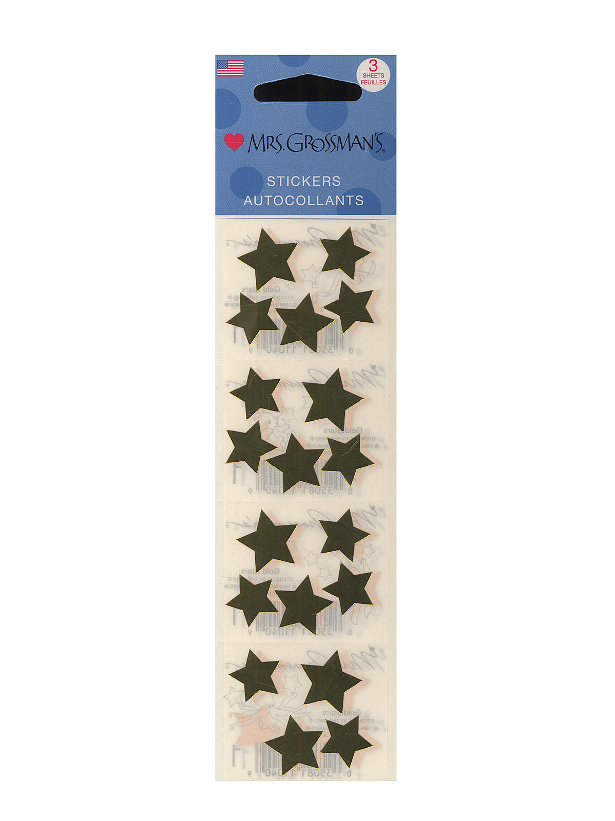 Regular Sticker Packs Standard Gold Stars 3 Sheets