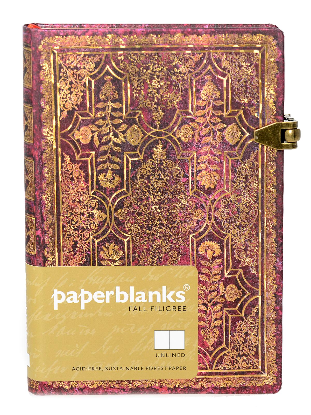 Fall Filigree Journals Amaranth Mini, 3 3 4 In. X 5 1 2 In. 208 Pages, Unlined
