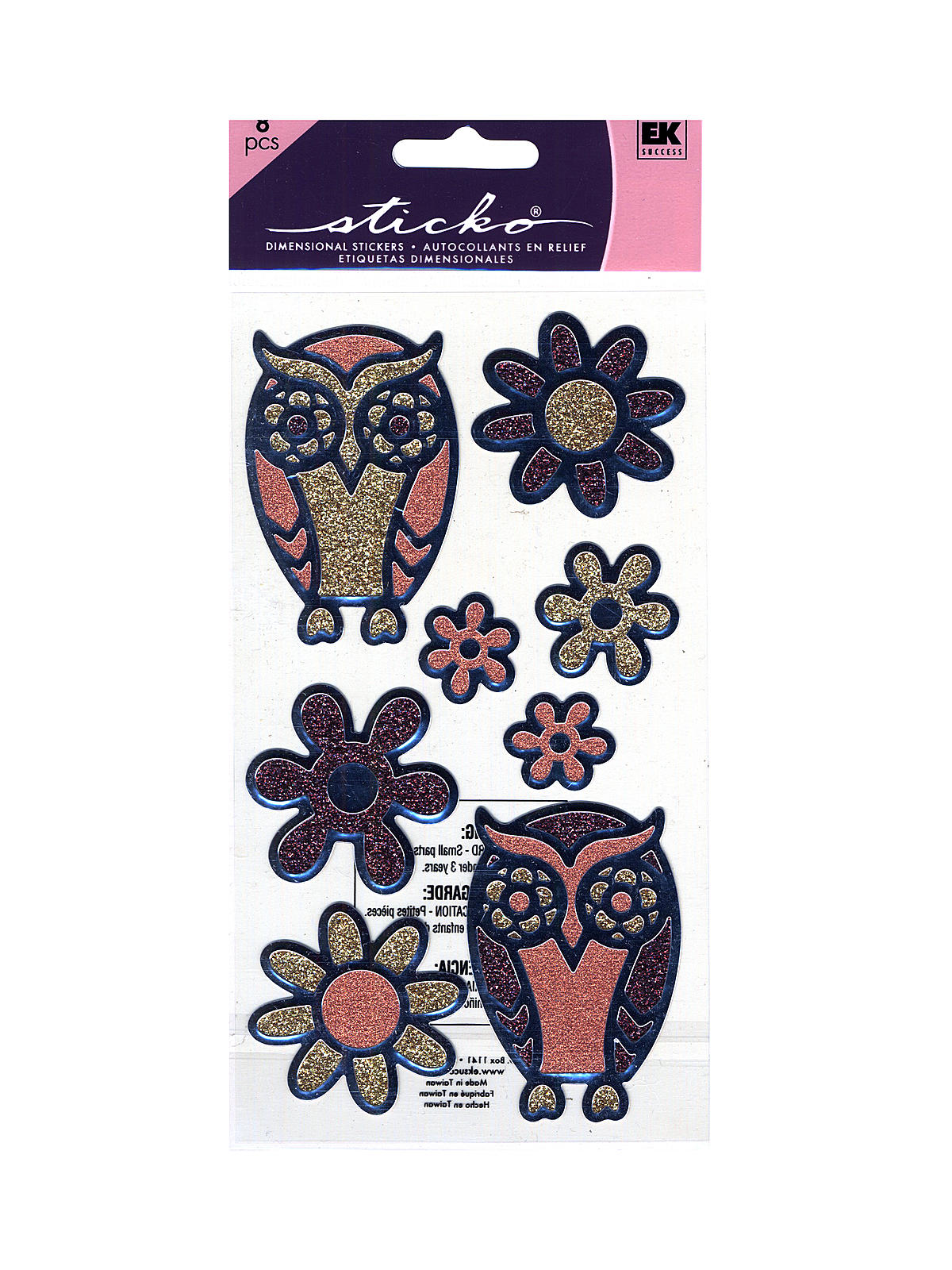 Classic Stickers Owls And Flowers 8 Pieces