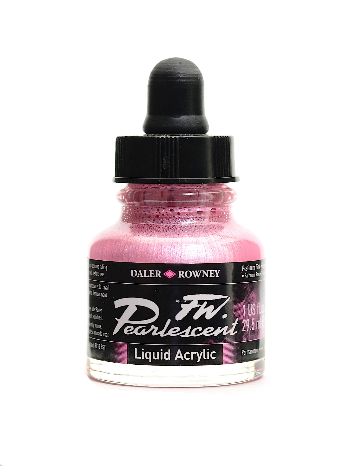 Fw Pearlescent And Shimmering Liquid Acrylic Platinum Pink 1 Oz.