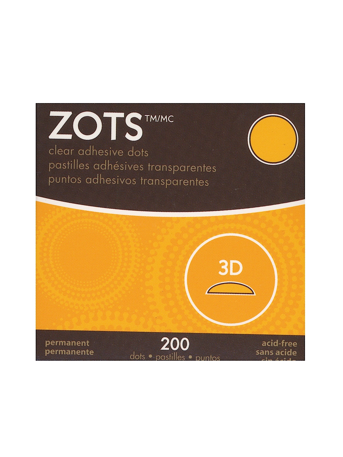 Zots Clear Adhesive Dots 1 2 In. 3-D Dots Roll Of 200