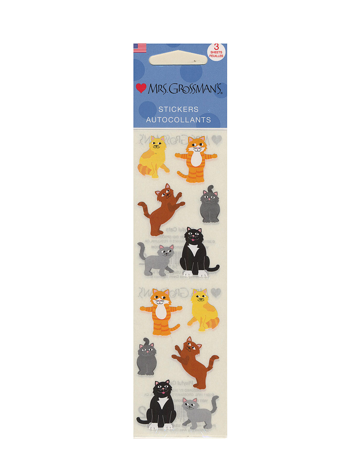 Regular Sticker Packs Standard Playful Cats 3 Sheets