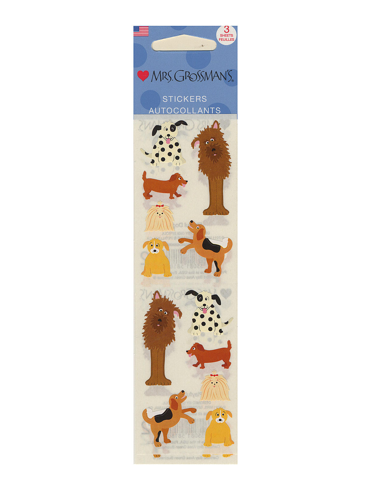 Regular Sticker Packs Standard Playful Dogs 3 Sheets