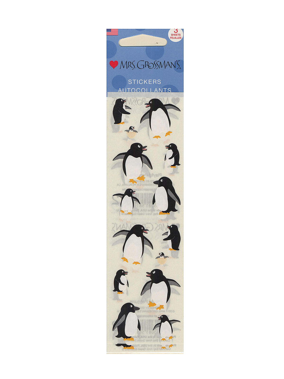 Regular Sticker Packs Standard Playful Penguins 3 Sheets