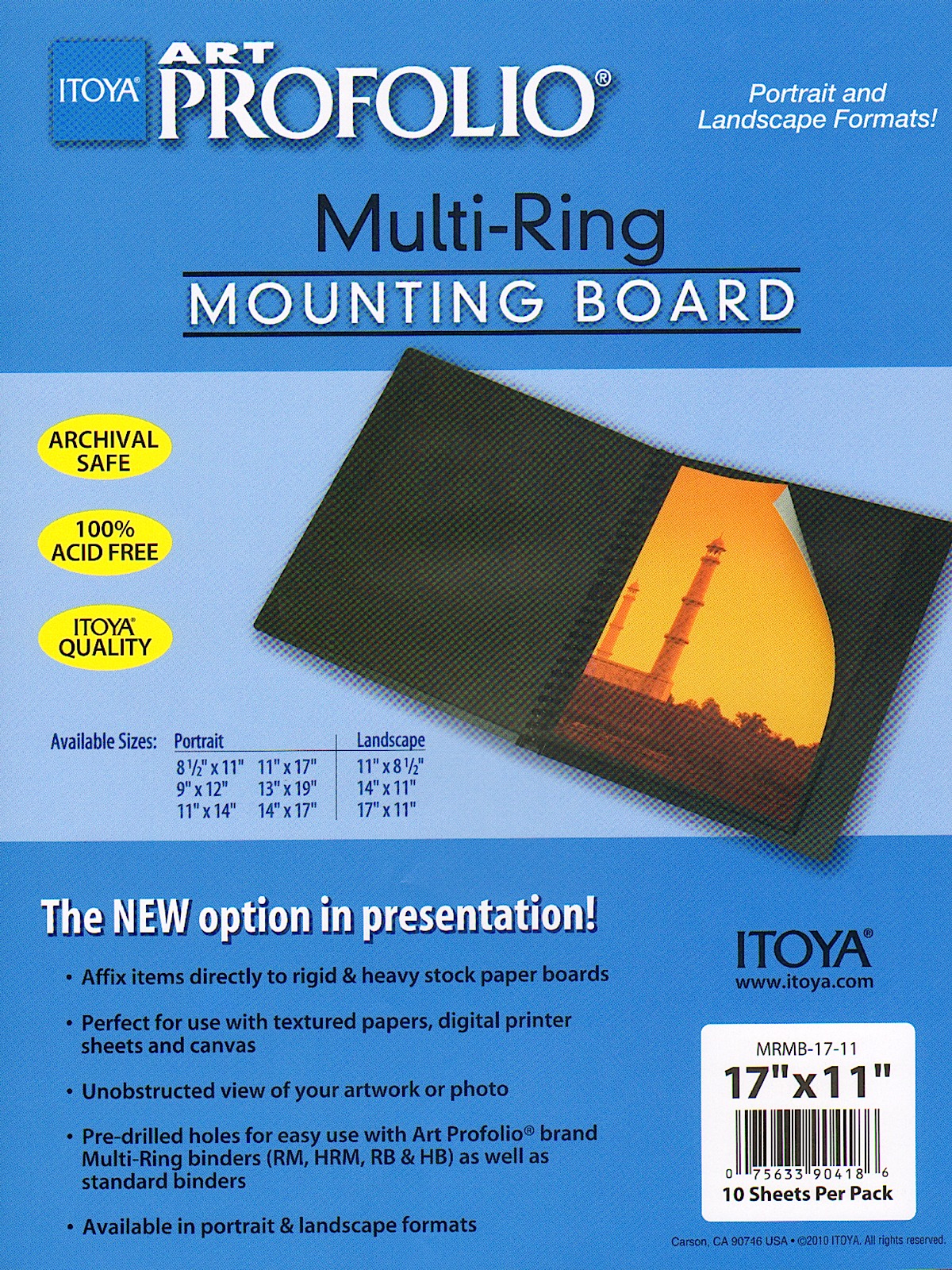Multi-ring Mounting Boards 17 In. X 11 In. Horizontal Pack Of 10