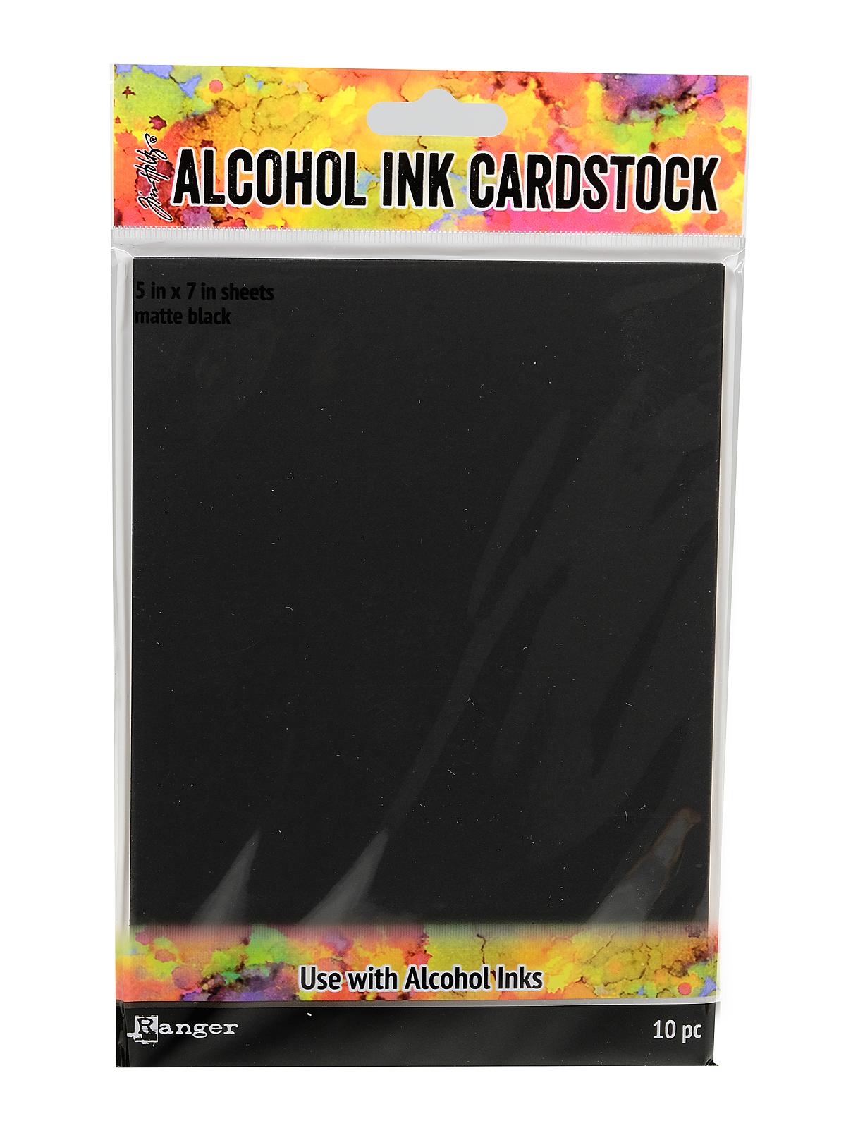 Tim Holtz Alcohol Ink Cardstock Black Matte 5 In. X 7 In. Pack Of 10 Sheets