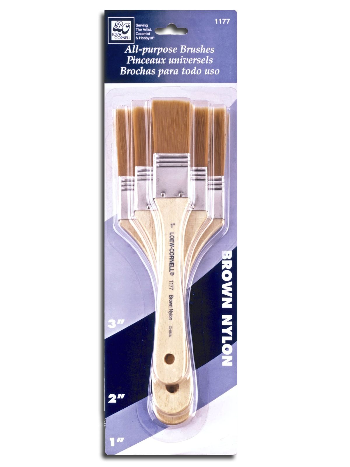 Brown Nylon All-purpose Brush Set Set Of 3