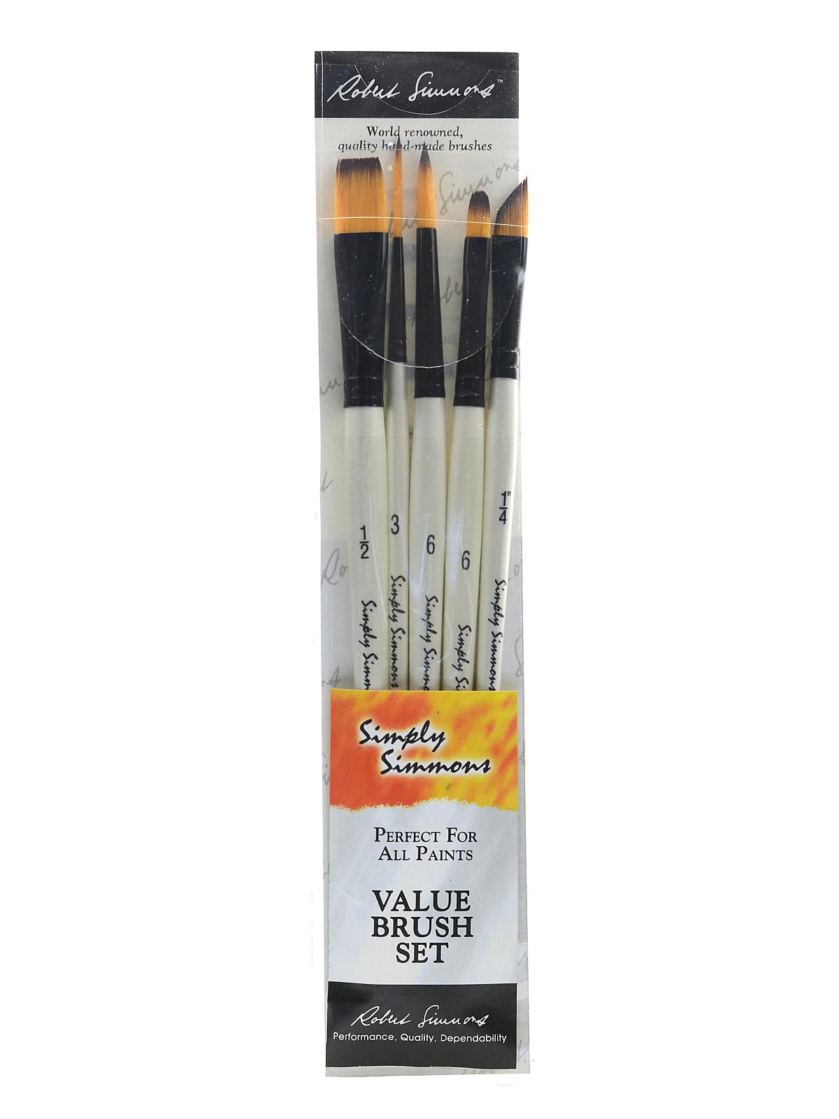 Simply Simmons Short Handle Brush Sets Pure Spring Watercolor Set 5-piece