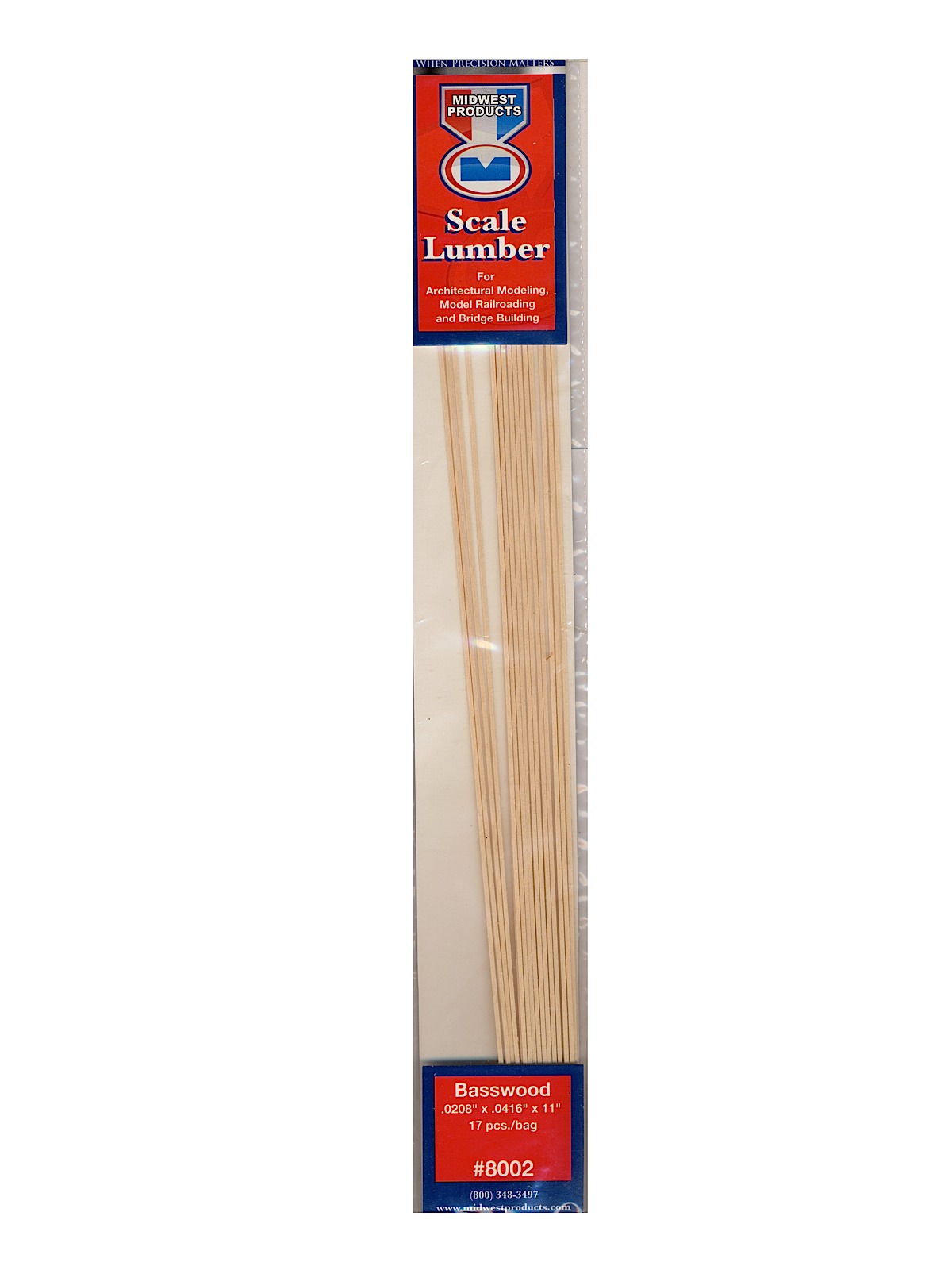 Micro-cut Basswood Scale Lumber 0.021 In. 0.042 In. X 11 In. Pack Of 17