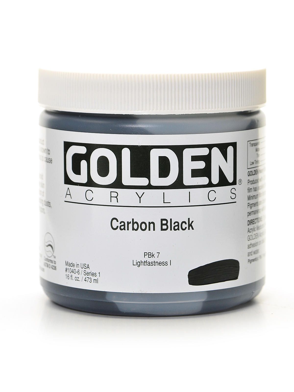 Heavy Body Acrylics Carbon Black 16 Oz.