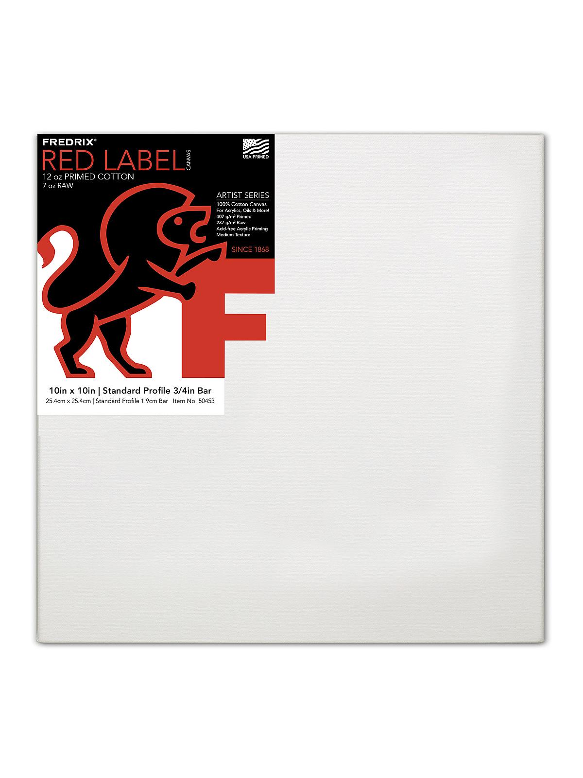 Red Label Standard Stretched Cotton Canvas 10 In. X 10 In. Each