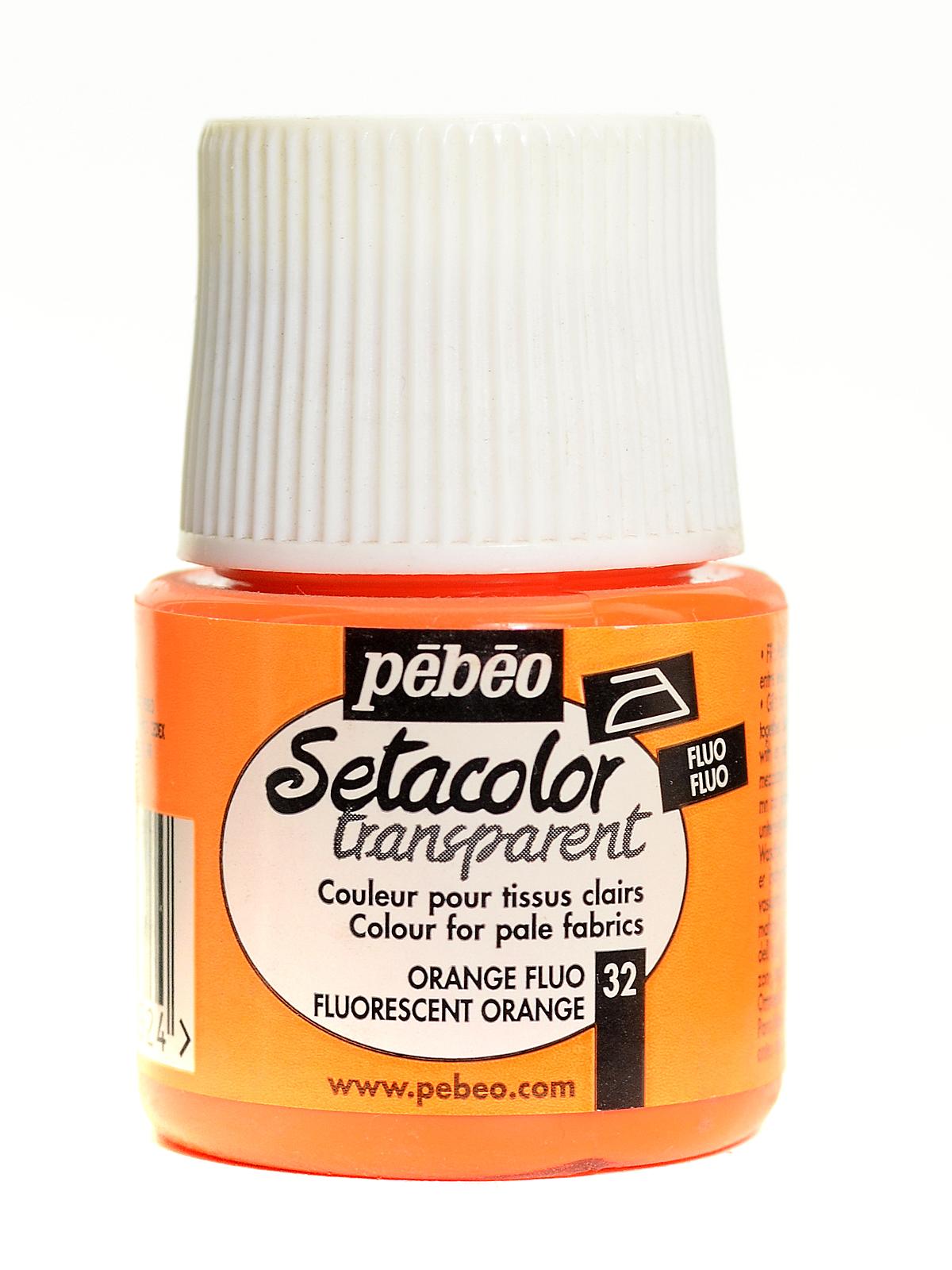 Setacolor Transparent Fabric Paint Fluorescent Orange 45 Ml