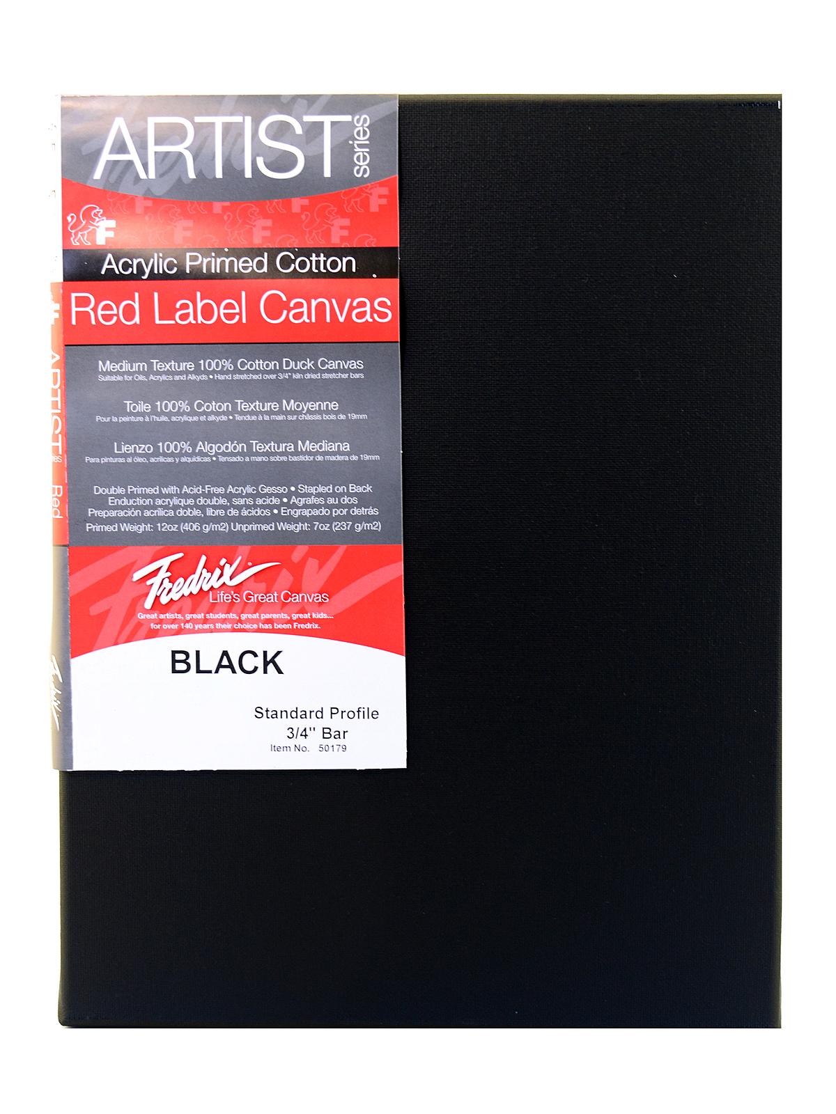 Red Label Black Stretched Cotton Canvas 9 In. X 12 In. Each